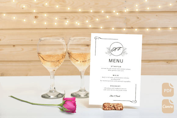 Custom Wedding Canva Menu Template