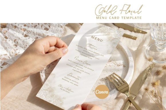 Elegant Wedding Menu Card Canva Template