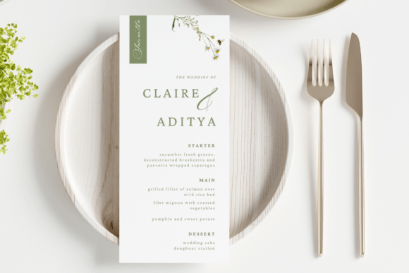 Flower Wedding Menu Canva Template