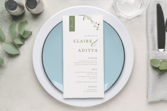 Flower Wedding Menu Canva Template