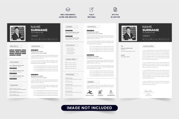 Corporate Resume Template and Cover Letter Vector